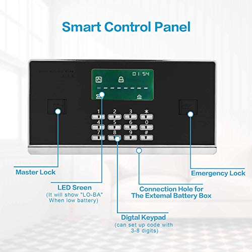 TIGERKING Safe Box,Home Safe,Large Security Box with Double Safety Key Lock and Password for Money and Document,3.7 Cubic White