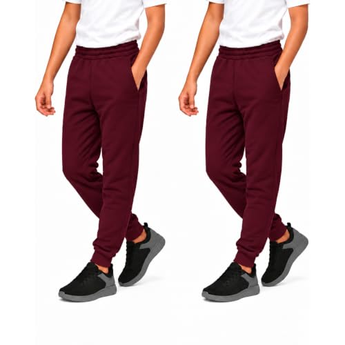 Image of KHIM Jogging Trouser Tracksuit Bottom Pant Kids Unisex Girls Boys Activewear (UK, Age, 3 Years, 4 Years, Regular, Maroon 2 Pack)