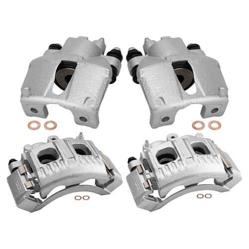 Image of TRQ Front and Rear Brake Caliper Set Zinc Coated Brackets Compatible with 1997-2002 Ford Expedition 1999-2004 F 150 1997-1999 F 250 1998-2002 Lincoln Navigator