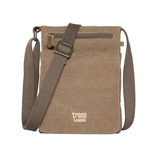 Sac à bandoulière en lin et cuir Troop London TRP0243 Bleu élégant