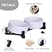 Ceramic Dog Bowl and Cat Bowls Set with 15° Adjustable Wood Stand, Non-Slip Weighted Pet Food and Water Bowls, Dual Raised Feeder for Small Dogs Cats, Matte Glaze Pet Dish 13.5oz Set of 2 (White)