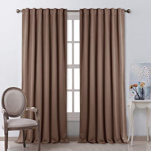 NICETOWN Blackout Curtains for Living Room - (Cappuccino Color) 52 inches Wide