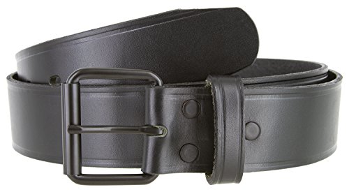 Black Roller Buckle Genuine Leather Uniform Work Belt 1 1/2" Wide2