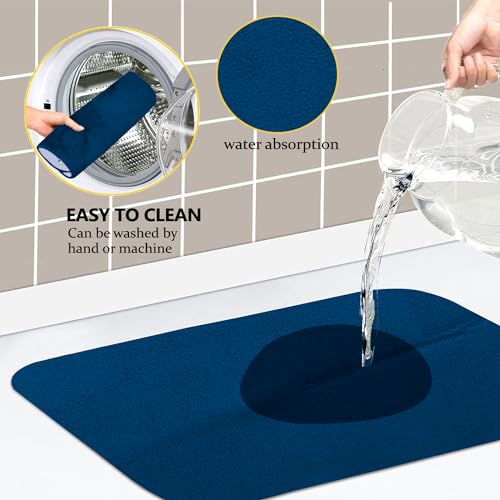 Image of Kuber Industries Dish Dry Mat | Microfiber Drying Mat | Kitchen Drying Mat | Reversible Mat | Kitchen Absorbent Mat | Dish Dry Mat for Kitchen | 38x50 | Pack of 3 | Blue