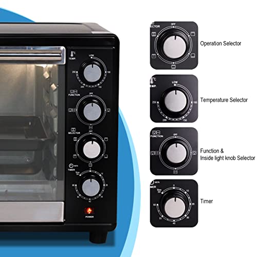 Image of iBELL 50 Litre OTG 2000W Convection Oven Toaster Griller with Motorized Rotisserie & Multiple Heating Modes Black