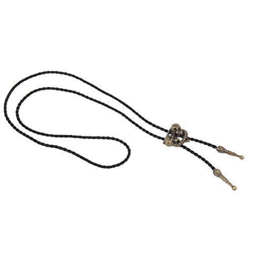 gazechimp Ocidental Bolo Laço Esqueleto Crânio Cabeça Gravata Cowboy Colar Pingente Rodeio - Cobre a