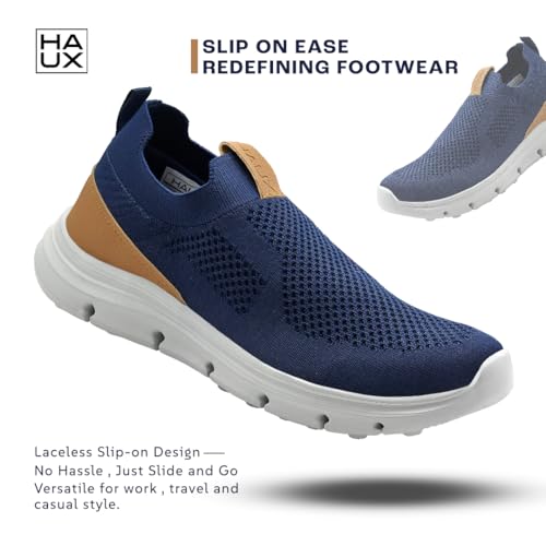 Image of HAUX Men's Slip-On Running Shoes | Lightweight Sports Sneakers with Memory Foam Cushioning | Walking, Gym, Jogging, Training | Ultra Comfort & Style