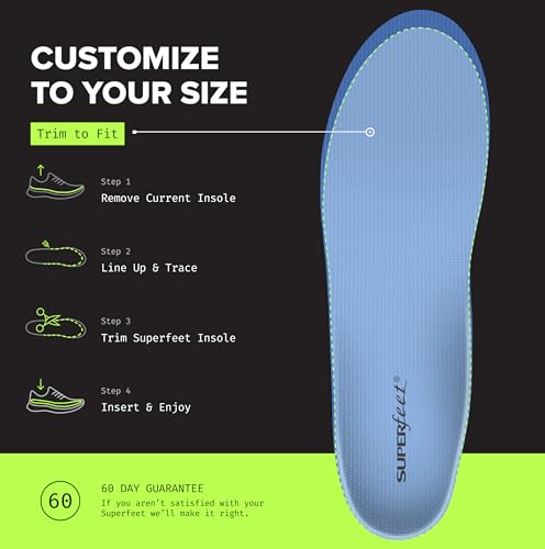 Image of Superfeet All-Purpose Support Medium Arch Insoles (Blue) for Active Lifestyle with Medium Arch Support - Men 5.5-7 / Women 6.5-8 (Pack of 2)
