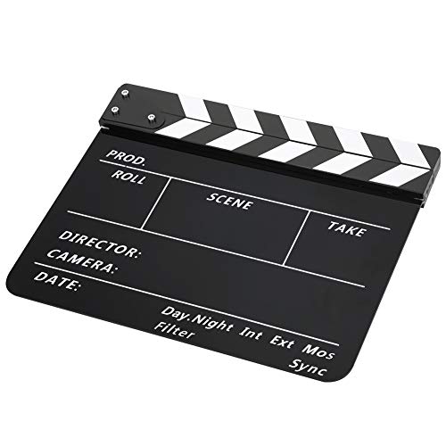 Film Clap with Crisp and Crisp Sound, Not Easy to Break, for Role Playing, Editing, Video Production, Film Rolls, Photography, etc. (White Striped Blackboard (PAV1BBE))