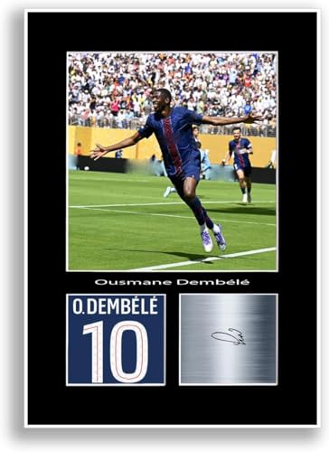LJW Prints Ousmane Dembélé Football Player 2025-2026 Poster photo dédicacée pour les fans et supporters du PSG
