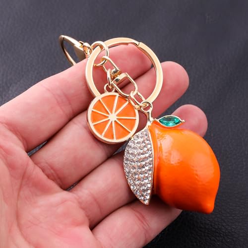Image of Fruit Bag Charm Keychain - Gold Key Chain, Cute Purse Handbags Accessories - Beautiful Gift for Women