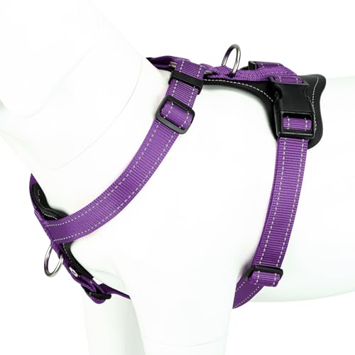Plutus Pet Adjustable No Pull Dog Harness with Leather Accents, Heavy Duty Reflective Nylon Vest for...