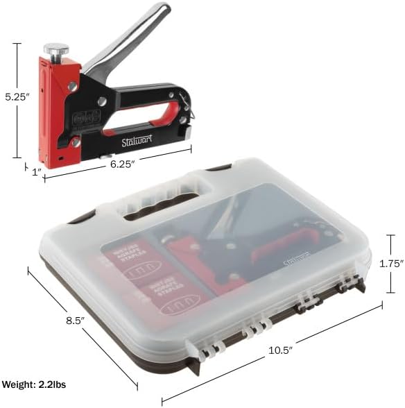 Miniatura 3 de Stalwart - Grapadora de 3 vías para tejidos, madera, manualidades, construcción y tablones de anuncios, grapas y estuche de transporte incluidos por