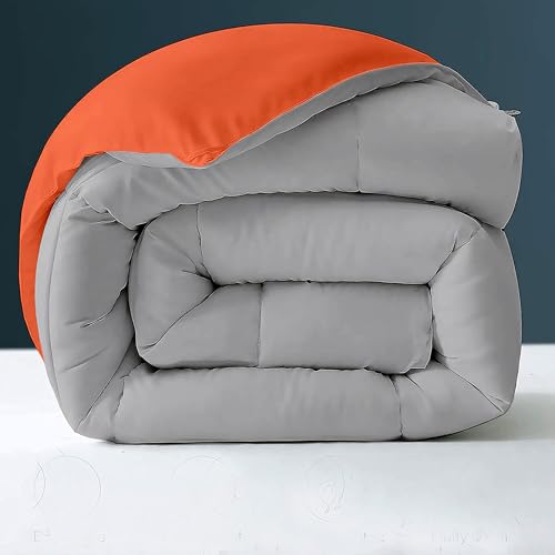 Image of Day Care - 400 GSM Hotel Quality-Down Alternative Reversibleblanket for Winter Double Size (90 inch x 100 inch Inches /228cm x 228cm) - Comforter Set for Double Bed|Orange /Silver