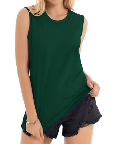 Image of Womens Tank Tops Summer Casual Sleeveless Top Loose Fit Basic Tunic Shirts