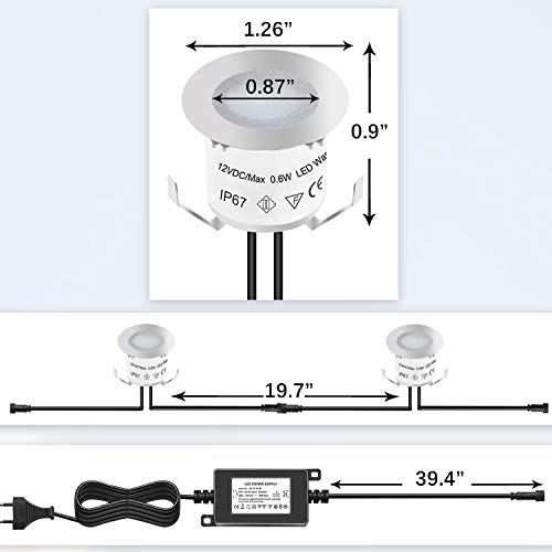 Bojim Recessed LED Deck Lights Kit, 4000K Natural White 12V Low Voltage Waterproof IP67, In Ground Lighting for Pool Stair, Step, Bathroom, Garden, Patio and Landscape, Indoor and Outdoor (Pack of 16)