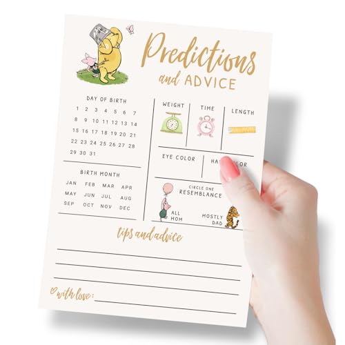 image for Printed Party Baby Predictions & Advice Cards – Classic Pooh Theme, 