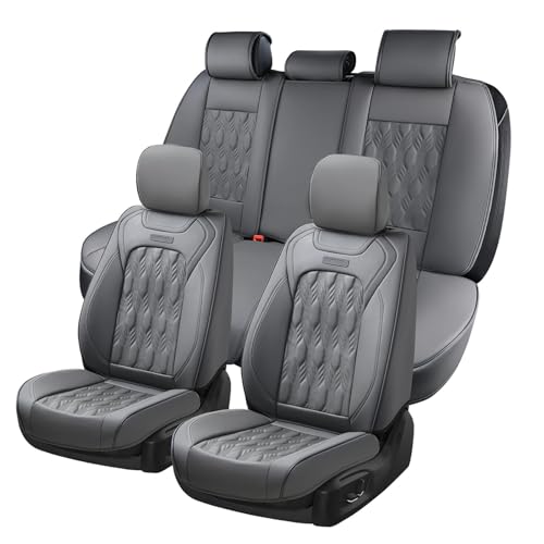 Image of Coverado Dodge Ram Seat Covers, Waterproof Leather Car Seat Covers Full Set, Custom Fit for 2009-2026 Ram 1500, 2010-2026 2500 /3500 Crew Mega Cab, with Curved Bench, Gray