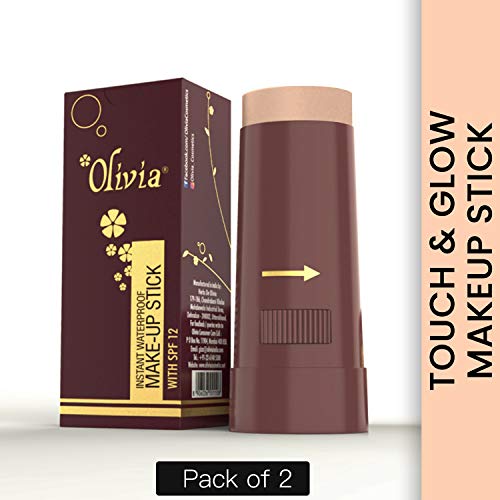 Image of Olivia Instant Waterproof Makeup shimmering Stick Concealer (Touch & Glow, 15g, Shade No.5, SPF 12) - Pack of 2 Shimmery Finish