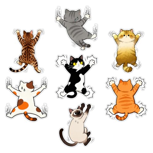 CHGCRAFT 7 Pcs Scratch Cat Car Stickers Self Adhesive Car Decals Cat Stickers Waterproof Car Decal for Car Motorcycle Helmet Window Home Decor, 5.82×6 inch