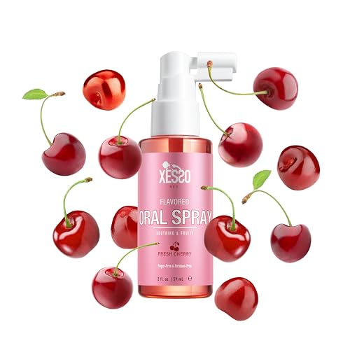 xesso flavored oral spray wfresh cherry scent 2 fl oz deep throat relaxing for women and men reduces gag reflex throat and mouth mist for oral pleasure made in usa package may vary