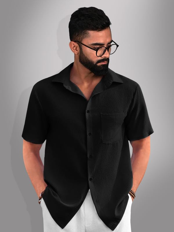 Image of Tee Projekt Solid Shirt for Men's ||Pop corn Shirt|| Solid Shirt for Men's|| Casual Shirt for Men||Half Sleeve Spread Collar Shirt for Men|| Pack of-2