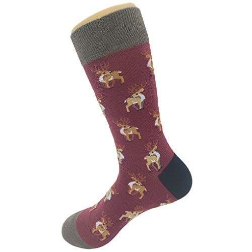 Small Deer Dress Socks Funny Novelty Crazy Fun Design Men Size 8-12 Cotton Casual Crew Colorful Funky Fancy Socks Gift for Men3