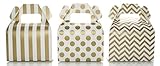 Food With Fashion Gold Candy Favor Box Set (36 Pack) - Striped, Chevron & Polka Dot Party Favor Treat Boxes