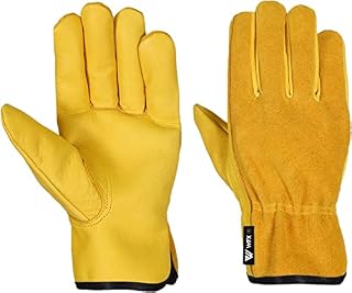 WFX Leather Working Gloves Work Gardening Gloves Thorn Proof Garden Building Heavy Duty Utility Gripper Men Women Breathable and Flexible Construction (L (Pack of 1))