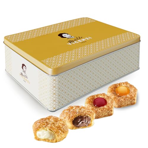 Matilde Vicenzi Millefoglie D'Italia Cookie Gift Tin, Imported Assortment Of Italian Butter Cookies & Crispy Tea/Coffee Crème Pastries, Individually Wrapped Tray, Gifts For Moms, Kosher, 375...