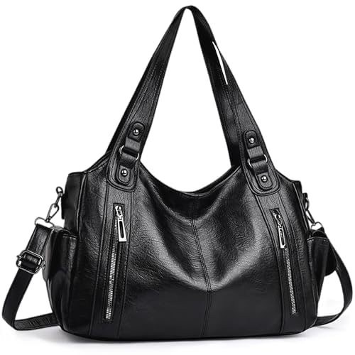 VOESLD Sac Cabas Femme PU Fashion Chic, Grande Capacité, Sac à Main Bandoulière Ajustable, Sac Épaule Rigide Élégant, Pour Travail, Shopping, Voyage et...