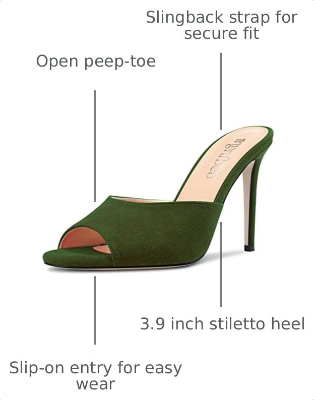 Image of TNYNFBEB Women Stiletto High Heel Peep Open Toe Sandals Slingback Slip-on Wedding Office Cute Basic Classic 3.9 Inches Heels