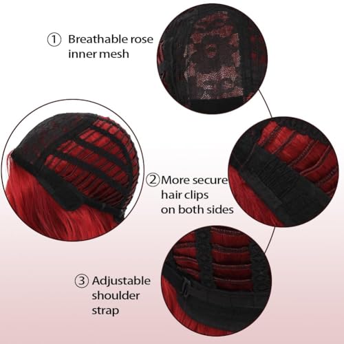 Image of Swiking Red Mullet Wigs for Men 70s 80s Disco Rocker Curly Punk Fancy Party Halloween Cosplay Costume Full Hair Wigs(Red)