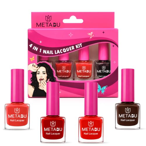 Image of 4 in 1 Glow & Go Nail Lacquer Kit | Nail Polish Set For Women, Travel-Friendly | Glossy Finish, Rich Pigment & Quick Dry Formula Nail Paint | Smooth Application - Shades Velvet Desire 02