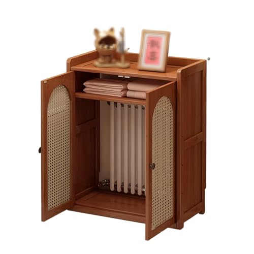 Cubre Radiadores de Madera Oscura Armario Radiador Gran Capacidad de Almacenamiento Estantes Regulables Cubreradiador Zócalo de Reserva Oculta Tuberías Desordenadas(60x25x82.5cm)