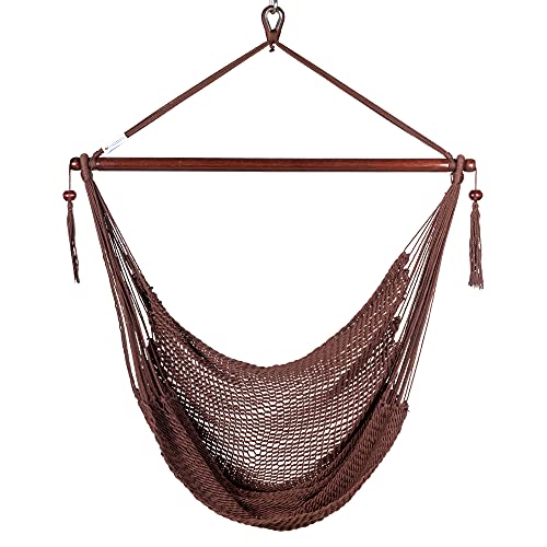 Caribbean Hammock Chair With Footrest - 40 Inch - Soft-Spun Polyester - (Mocha) #TOP1