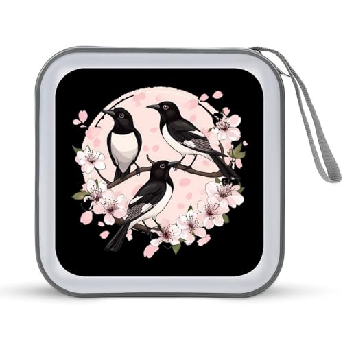Magpie Birds On A Branch CD Case Portable DVD Holder Storage Organizer for Home Travel