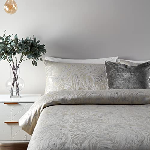 Paoletti Marble Jacquard Duvet Cover Set – Swirling Pattern Bedding (Marble - King) - Image 3