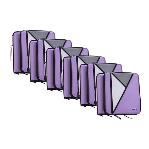 Image of Case-it Universal Zipper Binder | 2-Inch O-Rings, 13-Inch Laptop /Tablet Padded Pocket, 400 Sheet Capacity, Multiple Storage Pockets & Shoulder Strap | School & Office Organizer | LT-007 Lavender