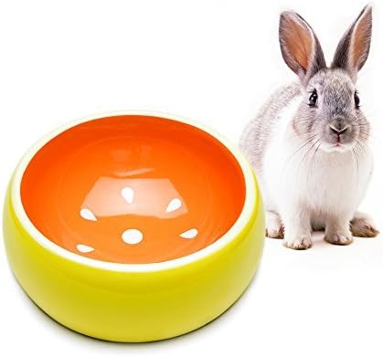 Mkono No-Tip Ceramic Rabbit Food Bowl Feeder, Grapefruit