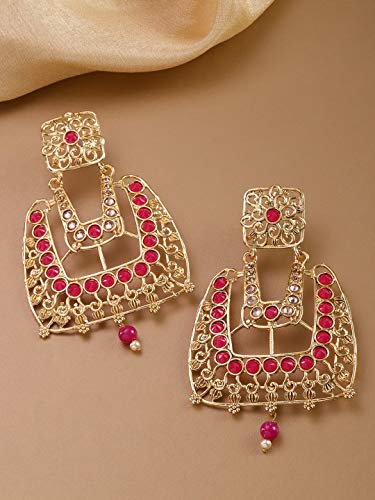 Gold-Plated Coloured Stone Drop Earrings for Women