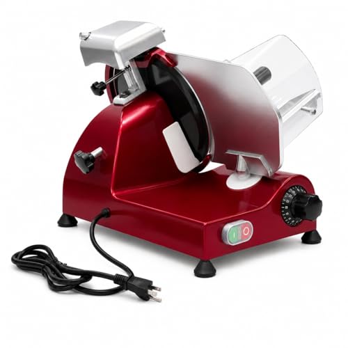 Image of KWS MS-10XT Premium 320W Electric Meat Slicer 10-Inch Stainless Steel Blade w /Non-sticky Teflon, Frozen Meat /Deli /Cheese /Food Slicer Low Noises Commercial and Home Use [ ETL, NSF Certified ]