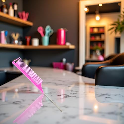 Peine Cola de Rata Rosa de Fibra de Carbono para Estilismo miniatura 6