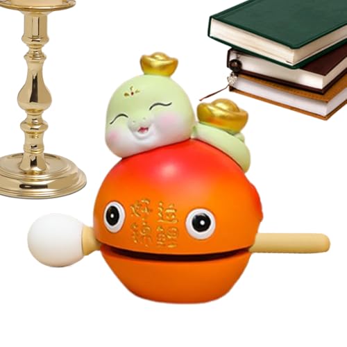 Nuyhgtr - Fish Musical Instrument, Wooden Zen Mokugyo Drum, Hand-Carved Percussion Block with Resonant Tone, Traditional Temple Instrument for Meditation, Yoga, New Year Rituals, Kids, Adults, Orange