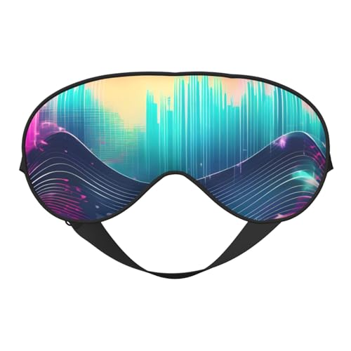 Cool Music - Antifaz funcional con estampado de ondas sonoras, ajustable, ligero, transpirable, para hombres y mujeres, viajes, meditación