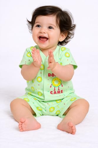 Image of Chandrika Baby Boys & Girls Regular Fit 100% Cotton Half Sleeve Jhabla & Shorts Set Pack of 3