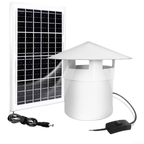 Ventilateur solaire de 160 mm, 12 V, faible bruit, flux d'air réglable, résistant aux intempéries pour serre, abri de jardin, grenier