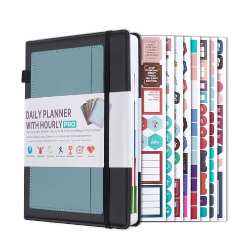 Planner Agenda Book, Daily/Weekly/Monthly Planner with 8 Creative Stickers, 400