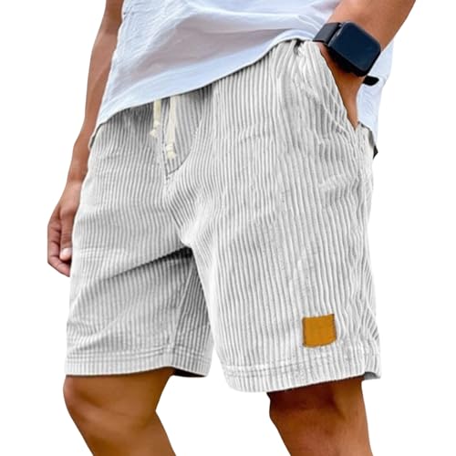 Pantalones cortos de pana para hombre cómodos con cintura elástica
