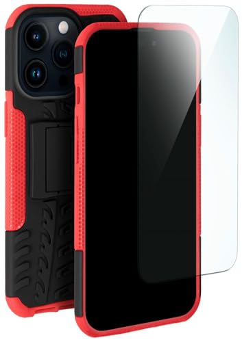 Coque iPhone 15 Pro moex antichoc rouge et noir avec film blindé